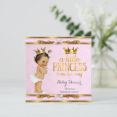 Little Princess Baby shower Pink Gold Brunette Kaart (Staand voorkant)