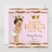 Little Princess Baby shower Pink Gold Brunette Kaart (Voorkant)