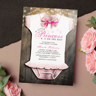 Little Princess Baby shower Rustisch Roos Gold Kaart