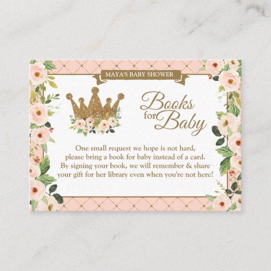Little Princess Blush Floral Baby's Library Informatiekaartje (Voorkant)