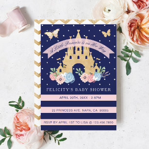 Little Princess Castle Baby Girl Shower Invitation Kaart