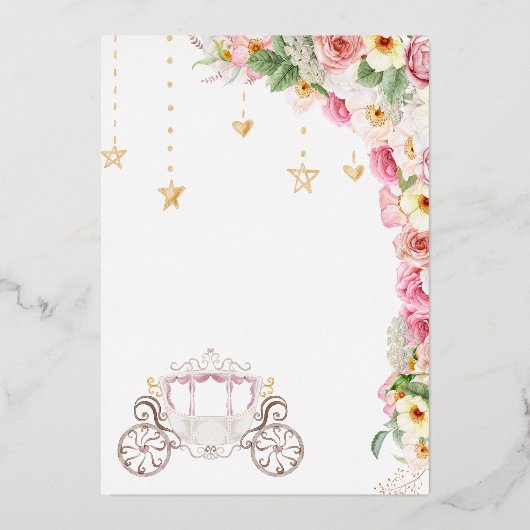 Little Princess Castle Baby shower Fairytale Real Folie Uitnodiging (Achterkant)