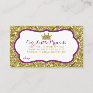Little Princess Diaper Raffle Ticket, Faux Glitter Informatiekaartje