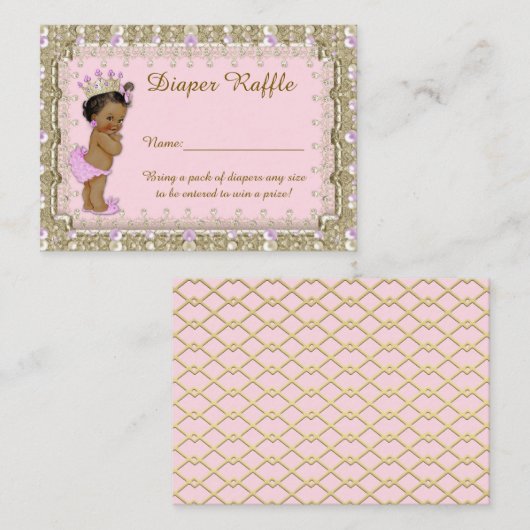Little Princess Diaper Raffle Tickets, roze Informatiekaartje (Voorkant / Achterkant)