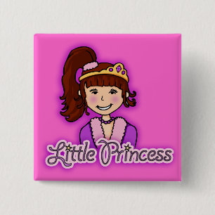 "Little Princess" donker haar girl roze vierkant b Vierkante Button 5,1 Cm