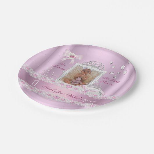 Little Princess First Birthday Party Foto Bord (Gekanteld)