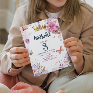 Little Princess Floral Paarse meisje verjaardagsfe Kaart