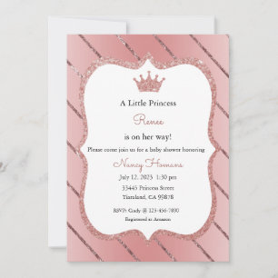 Little Princess Invitation, Roos Gold Invitation Kaart