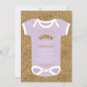 Little Princess Paars Gold Baby shower Invitation Kaart (Voorkant)