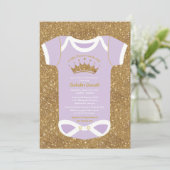 Little Princess Paars Gold Baby shower Invitation Kaart (Staand voorkant)