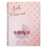 Little Princess Pink & Gold Crown Baby Carriage Notitieboek (Voorkant)