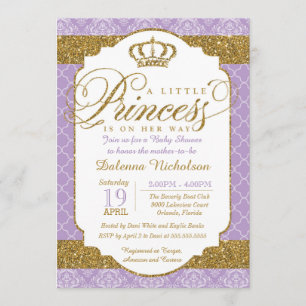 Little Princess Royal Paarse en gouden Baby shower Kaart