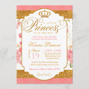 Little Princess Shabby Chic Floral Baby shower Kaart