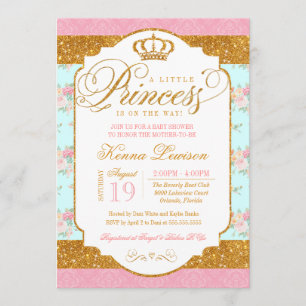 Little Princess Shabby Chic Flowers Baby shower Kaart