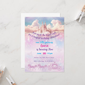 Little princess Theme invitaion. Kids party. Kaart
