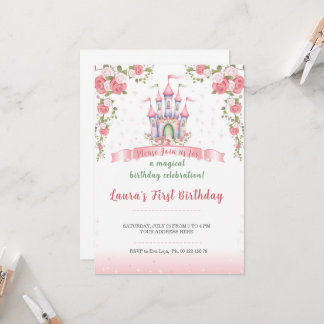 Little princess Theme invitaion. Kids party. Kaart