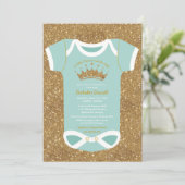 Little Princess Turquoise Glitter Gold Baby shower Kaart (Staand voorkant)