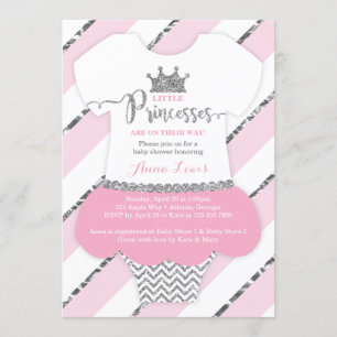 Little Princesses Baby shower Invite, Faux Glitter Kaart