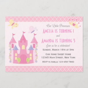 Little Princesses Birthday Party Invitation (roze) Kaart