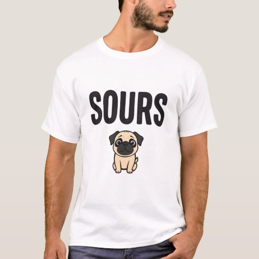 Little Pug with the SOURS Word T-shirt (Voorkant)