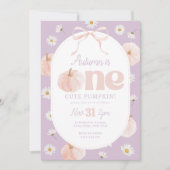 Little Pumpkin 1st Birthday Daisies Paarse boog Kaart (Voorkant)