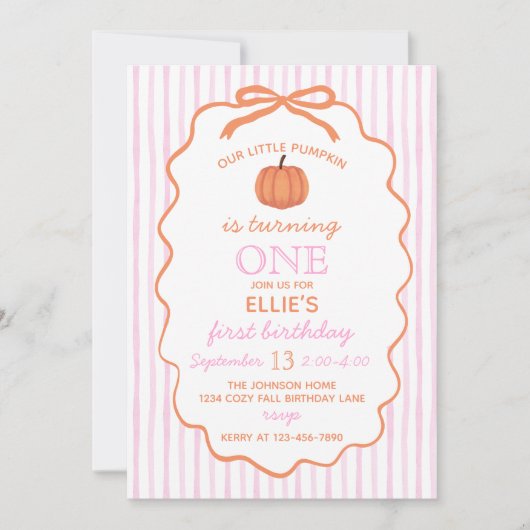 Little Pumpkin 1st Birthday Invitation Kaart (Voorkant)