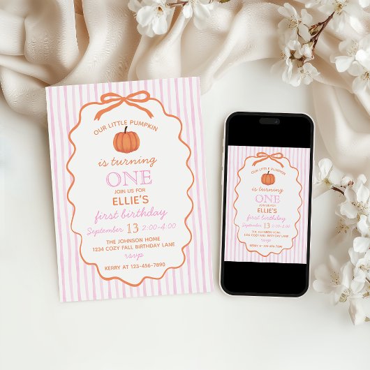 Little Pumpkin 1st Birthday Invitation Kaart