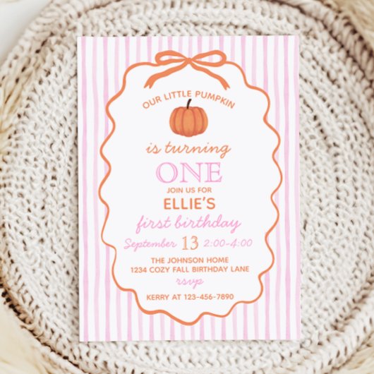 Little Pumpkin 1st Birthday Invitation Kaart