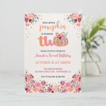Little Pumpkin 2e verjaardag Boho bloemen uitnodig