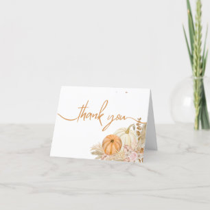Little Pumpkin Autumn Boho Herfst Floral Baby show Bedankkaart