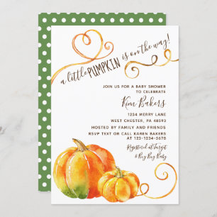 Little Pumpkin Autumn Herfst Baby shower Uitnodigi Kaart