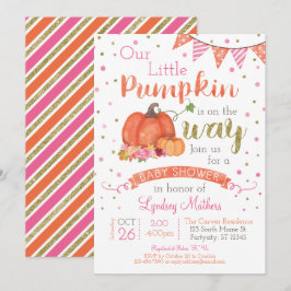 Little Pumpkin Autumn Herfst Baby shower Uitnodigi Kaart
