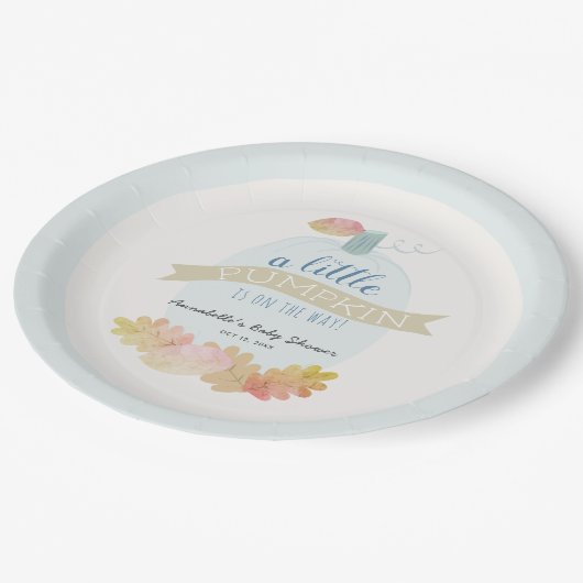 Little Pumpkin Baby Blauw Baby shower Papier Bord (Gekanteld)