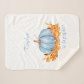 Little Pumpkin Baby Boy Blue Aangepaste Naam Sherpa Deken (Voorkant (horizontaal))