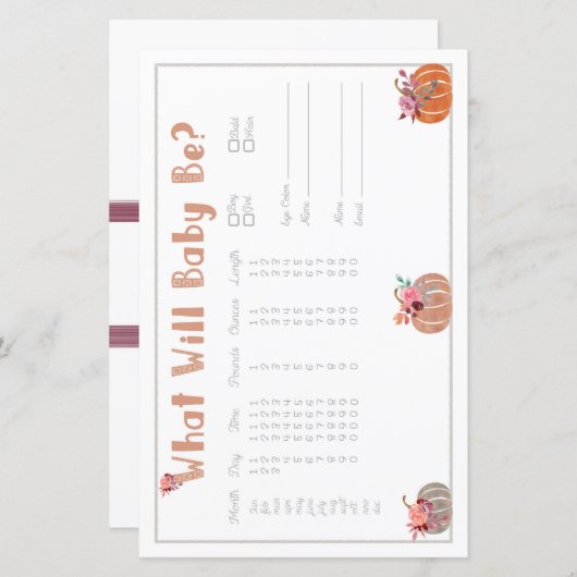 Little Pumpkin Baby Predictor (Voorkant / Achterkant)