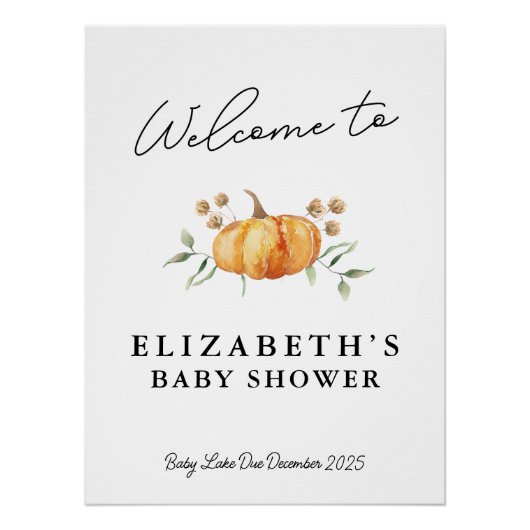 Little Pumpkin Baby shower afdrukbare welkomstbord Perfect Poster (Voorkant)