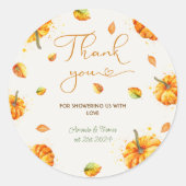 Little Pumpkin Baby shower Bedankt Ronde Sticker (Voorkant)