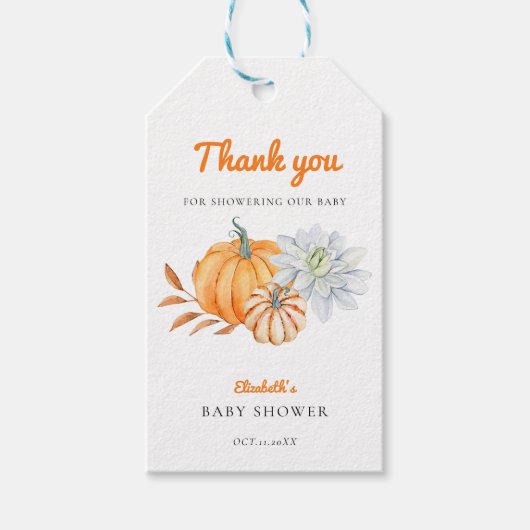 Little Pumpkin Baby shower Elegant Simple Moderne Cadeaulabel (Voorkant)