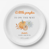Little Pumpkin Baby shower Elegant Simple Moderne Papieren Bordje (Voorkant)