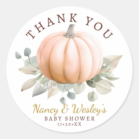  Little Pumpkin Baby Shower Favor Sticker - Orange (Devant)