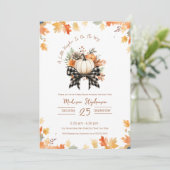 Little Pumpkin Baby shower Floral & Buffalo Plaid Kaart (Staand voorkant)