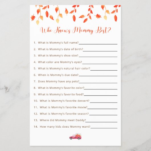 Little Pumpkin Baby shower Game die mama het beste Flyer (Voorkant)