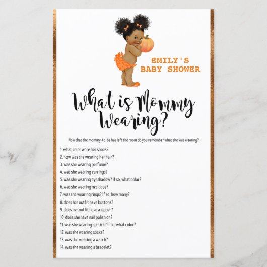 Little Pumpkin Baby shower Game PRINED (Voorkant)