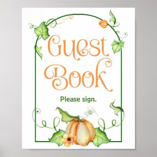 Little Pumpkin Baby shower Gastenboek Tafelbord Poster