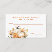 Little Pumpkin Baby shower Guessing Spelbord Informatiekaartje (Voorkant)