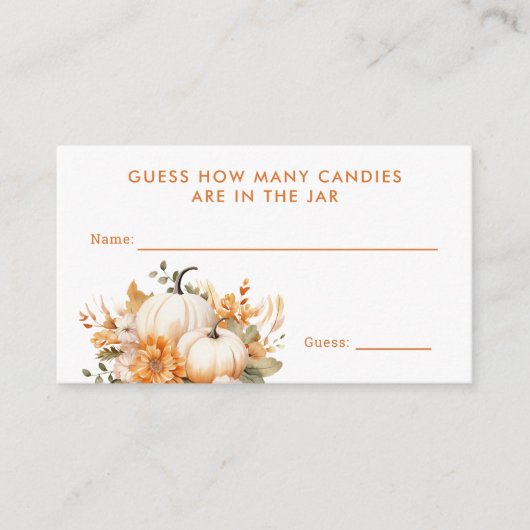 Little Pumpkin Baby shower Guessing Spelbord Informatiekaartje (Voorkant)
