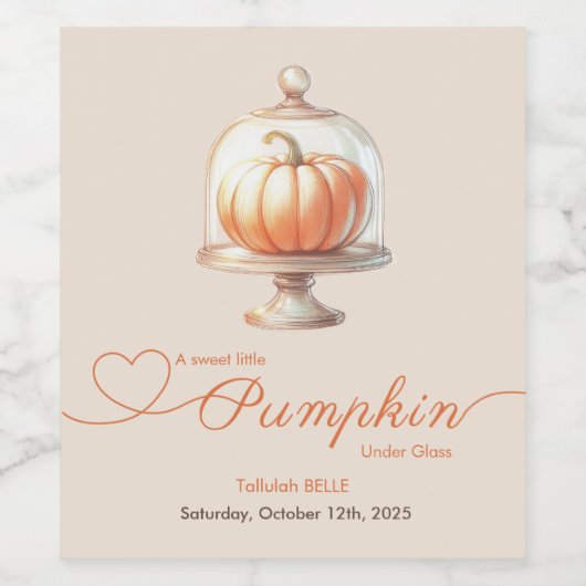 Little Pumpkin Baby shower - Herfst Chic Wijn Etiket (Enkel label)