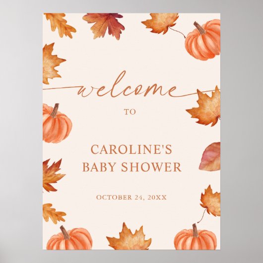 Little Pumpkin Baby shower Herfst Welkom Poster (Voorkant)