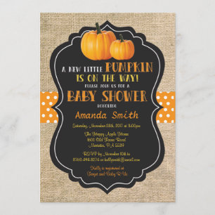 Little Pumpkin Baby shower Invitation Card Burlap Kaart