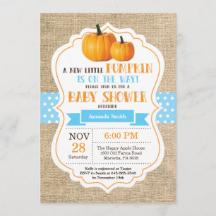 Little Pumpkin Baby shower Invitation Card Burlap Kaart